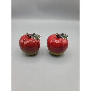 Holt Howard Salt Pepper Shakers Ceramic Kitchen Red Apples Set Vintage 1950s